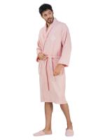 Rangoli Royal Bamboo Bathrobe for Men | Peach | Ultra-soft, Lightweight & Highly Absorbent Luxurious Bath Gown/Bath Robe for Men With Matching Slippers
