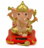 Kunya Moving Hands Solar Ganesha Statue for car Dashboard Home Decor and Office | Ganpati Bappa | Solar Lord Ganesh ji Moving Hands (Small)