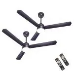 DIGISMART Autum 1200MM BLDC Motor 28 Watt 5 Star Rated LED Light |Remote| 3 Blades 380 RPM High Speed Ceiling Fan with 5 Years warranty Pack of 2 (Smoke Brown)