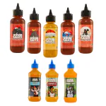 Bomb Sauce Fire Combo of Spicy Mustard, Asian Spice, Spice Peanuts, Himalayan Xtra, Himalayan Spice, Chipotle, Angry Hot Sauce & Spicy Kebab Harissa Dressing & Dip Sauces (Pack of 8)