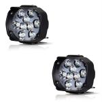 AllExtreme EX9FWYP Imported 9 LED Fog Light Spot Beam Waterproof Heavy Duty Pod Driving Work Lamp for Motorcycle Bike Car and SUV (15W, White and Amber, 2 PCS)