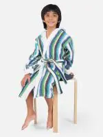 RANGOLI TONAL Blue, 400 GSM, Kids Bathrobe 100% Cotton, Bathrobe for Girls, Boy 5-6 YEAR