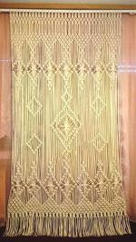 Craftery Beige Cotton Curtain Geometric Panels Woven Boho Wall Hanging - 40 X 82 Inch