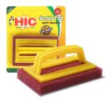 HIC Nylon Scrub Pad with Handle Multipurpose for Cleaning Kitchen and Bathroom