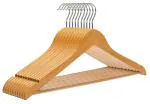 ROCKFIELD Wooden Hangers 10 Pack, Non-Slip Wood Hangers with 360 Swivel Hook & Notches, Solid & Slim Coat Hangers for Shirt, Suit, Jacket, Dress, Natural-HL01N