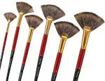 FRKB Hair Fan Paint Brush Set, 6 Piece for Watercolor and Acrylic Painting and for Makeup Purpose