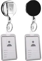 Shining Zon Vertical Natural Hard Metal Aluminum Alloy ID Card Holder for Men and Women for Office School College with Metal Yoyo Clip (Set Of 10 Silver)