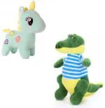Kashish Trading Company Soft toy cloth crocodile with green unicorn (25-30 cm) - 30 cm (Multicolor)