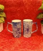 Caffeine Blue Stoneware Milk Mug, 500 Ml (Set Of 2)