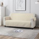 HOKIPO 2 Seater Quilted Polyester Sofa Cover Protector, 120x184 cm, Cream (AR-4664-M6)