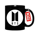 Mug Morning BTS Merch BTS Products for Girls BTS Accessories BTS Merchandise Black Logo in White Circle On BTS Mug (Black)