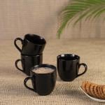 MiRiM Black Shine Ceramic Tea/Coffee Cup Set 200 ml - (Set of 6)