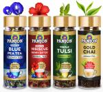 Panjon Blue Tea, Hibiscus Berry Detox , Tulsi Green Tea, Gold Chaipatti Black Assam Tea Combo of 4