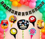 SPECIALYOU.IN Social Media theme Balloons for Decoration, Balloons for Birthday, metallic party balloons for decoration, Birthday Cake Topper - 53pcs