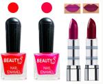 OUR BEAUTY Perfect Combo Of Velvet Matte Lipsticks Ultra Shine Nail Polish (Set Of 4)