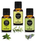 Earth N Pure Essential Oils (Eucalyptus, Rosemary & Tea Tree) | Pack Of 3 (15 ml each) | 100% Undiluted, Natural And Therapeutic Grade