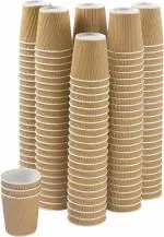 SEZ 6OZ (180ML Brown) Pack Of 100 Ripple Paper Disposable Coffee Cups for Event Wedding Party and Office use