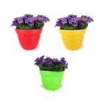 Go Hooked Multicolor Unbreakable Amaze Garden Planter/flower Pots 8 inch Set of 3 (Assorted)