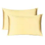 Riara Comfortable Silky Silk Pillowcase Soft Satin Pillow Cover for Hair & Skin Home Decor , Banana Cream (Regular Size, 18