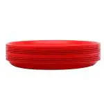 Jaycee Microwave Safe and Unbreakable Red Round Plastic Dinner Plate (pack of 12)