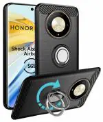 Unistuff Back Case Cover for Honor X9b 5G with Magnetic Kickstand | Premium Matte Finish | Camera Bump Protection | Rubberized Ring Cover - Night Black, 78604