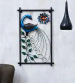 CraftVatika Multicolor Metal Peacock Wall Art Sculpture 44.5 x 2.5 cm