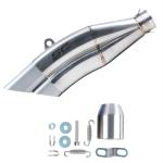 AllExtreme EXBKAR2 Inlet Universal Exhaust Muffler Dual Silencer for Street Sports Dirt Bike and Motorcycles (Silver)