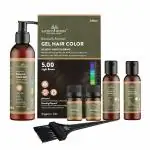 SACRED HERBS Ammonia Free & PPD Free Natural Semi Permanent Gel Hair Color Light Brown 5.00 for Men & Women with 100% Grey Coverage, Long Lasting & pH Neutral Safe Hair Color - 240ml+20gms