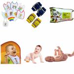 BBYARAJ Baby Caring Wet Wipes with lid, 80 sheets with Baby Elbow Knee Pads for Crawling, Anti-Slip Padded Stretchable Elastic Cotton Soft Breathable Comfortable Knee Protector and bibs sunday to monday for newborn infants toddlers