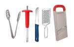 URBAN BUY Stainless Steel Momo Tong with Sister Lighter | Knife Chalu | Cheese Grater | Ajanta Slicer and Multicolour , (Pack Of 5)