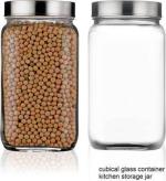 JIGSHTIAL BPA Free Clear and Silver Glass Tea Coffee and Sugar Container 1000 ml, 400 ml (pack of 2)