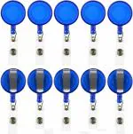 Shining Zon Round Shape YoYo Retractable Key Ring Key Chain for ID Card Holder (Blue Pack of 5)