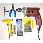 Flymoon 10mm Electric Drill Machine with5 Pcs Masonry Drill Bits $ 13pcs + T BAR SET Pistol Grip Drill+ tester+cutter +1Pc Masonary Bit Combo