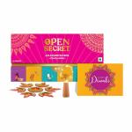 Open Secret Diwali Gift Hamper| Assorted Cookies+ Card+ Light+ Designer Rangoli