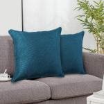 Faburaa 18x18 Inches Sofa Pillow Cover, Square Cushion Cover (Blue, 18x18 Inches, Pack of 2)