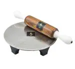 Stri Light Weighted Non Sticky Steel Chakla and Rosewood ( Sheesham ) Belan Rolling Pin & Board