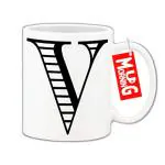 Mug Morning V Letter Mug Floral Design Coffee Mugs with Letter V V Alphabet Mugs Letter Mugs