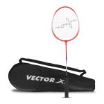 Vector X VXB 150 Badminton Racquet Aluminium Head and Steel Shaft with Full Cover (Red)