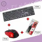 Zebion K500+ Swag + Pronto 101 Wired USB Keyboard, Mouse & USB HUB Combo (Black)