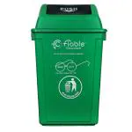 Fiable Cleantech Plastic Swing Lid 60L Trash Bin Green | Swing Lid Dustbin | Waste Bin | Trash Bin | Large Size Plastic Bin | Outdoor Dustbin