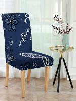 Dining Chair Cover Floral Design Blue Colour Pack of 1 Design-N1