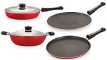 Nirlon 4 pcs of Red and Black Non-stick Chemical Free Kitchen Cooking Utensil Combo Set, Standard