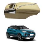 Oshotto PU Leather AR-02 Car Armrest Console Box Compatible with Tata Nexon ev - Beige
