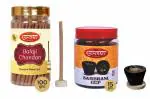 SHYAM CHARAN Premium Incense Dhoop Sticks Chandan Fragrance with Sambrani cups Natural Dhoop Batti, Set of 2