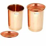 Prisha India Craft Pure Copper Glass Capacity 300 ML, set of 2