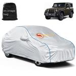 Automozexo Waterproof Car Cover for Mahindra Thar with Mirror Pocket Anti Dust, Waterproof, Triple Stitched Fabric with Pipein Design, Elastic Hem Car Body Cover for Mahindra Thar