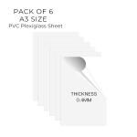 unixaa A3 Size 0.4MM Thickness PETG/PVC Clear Transparent Acrylic Sheet With Double sided Protective Film For Picture Frame, Crafting Projects And More Uses (Pack Of 6 Sheet)