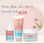 Glamveda Korean Glass Skin Rice & Ceramide 3 Step Daily Skincare Routine For Women | Face Wash, Serum, Moisturizer 180ml