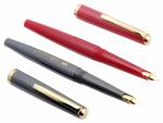 Ledos Red and Grey Plastic Fellowship 505 FC Eyedropper Fountain Pens with Medium Nib Golden Trims (Pack of 2)