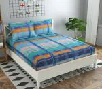 Akshya Queen Size Elastic Fitted Double Bedsheet With 2 Pillow Covers (Fits Up to 6 Inches Mattress) (72